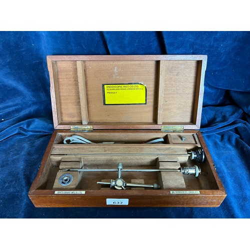 633 - A vintage Endoscope in original box with plaques 'Genito urinary MFG, Co Ltd' and '28A Devonshire St... 