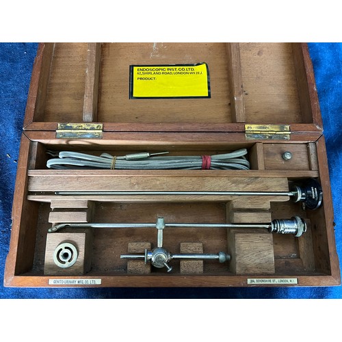 633 - A vintage Endoscope in original box with plaques 'Genito urinary MFG, Co Ltd' and '28A Devonshire St... 