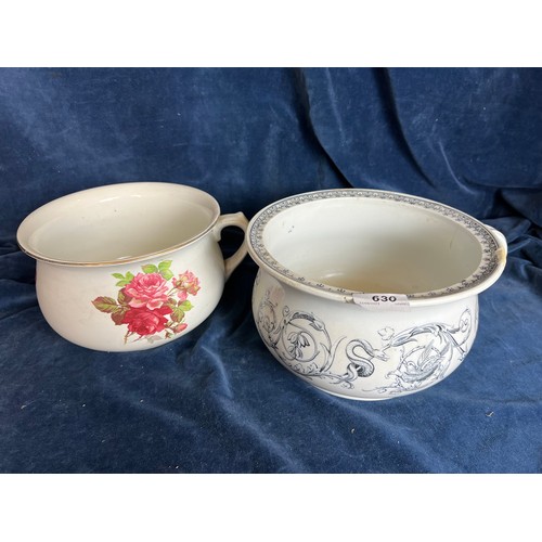 630 - Two vintage chamber pots