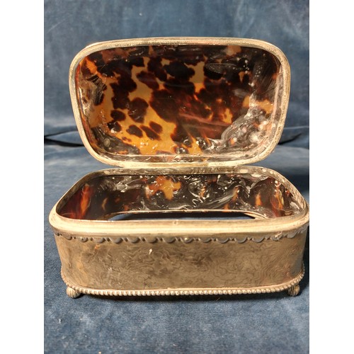 180 - A Tortoiseshell and silver box. A/F