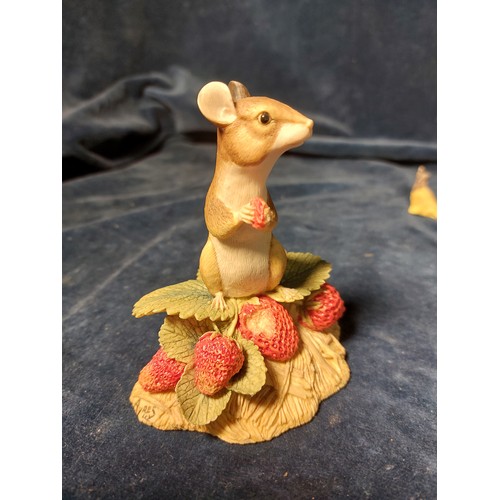 198 - Three Border of Fine Arts figurines of Mice with fruits by Ayres.