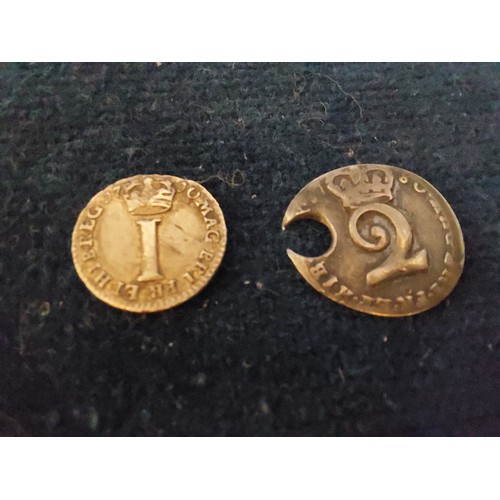 210 - Two silver Maundy Penny coins, one for 1710.