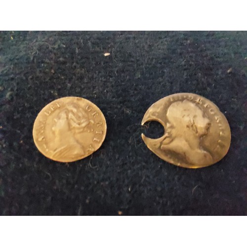 210 - Two silver Maundy Penny coins, one for 1710.