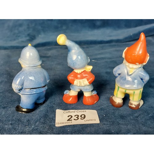 239 - Three porcelain Noddy figures being Noddy, Big Ears and PC Plod.