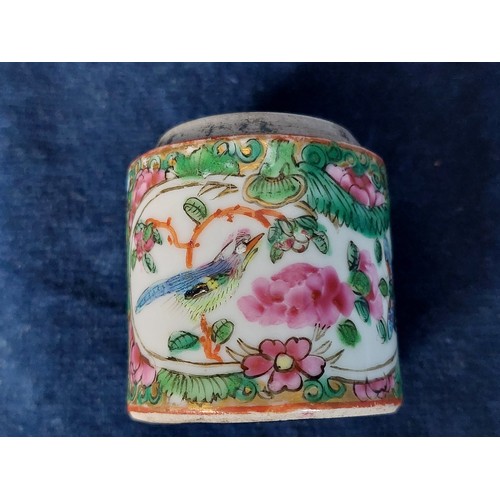 241 - A small Famille Rose pattern pot (lid missing).