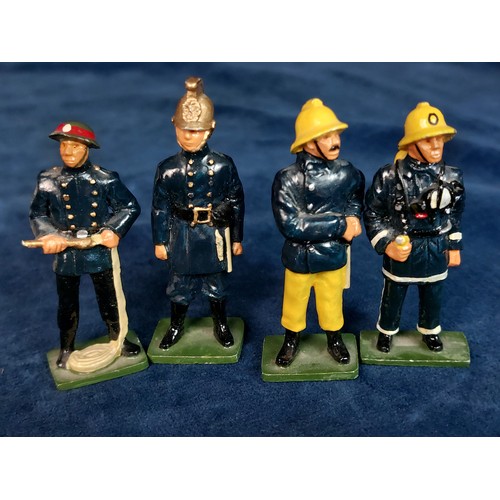 291 - An Avoncast 1/43 Esso fuel pump, 4 lead figures being firefighters, fire extinguisher lighter and va... 