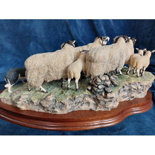 329 - A border Fine Arts group figurine 'Gathering in the Strays' on wooden base, designed by Ray Ayres, b... 