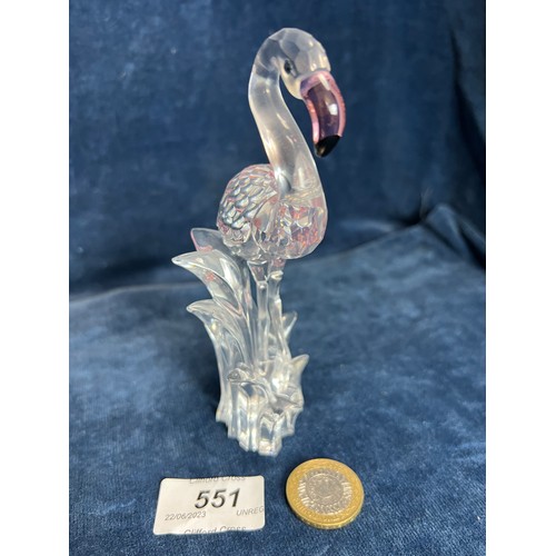 551 - A Swarovski Crystal coloured figure of a Flamingo.