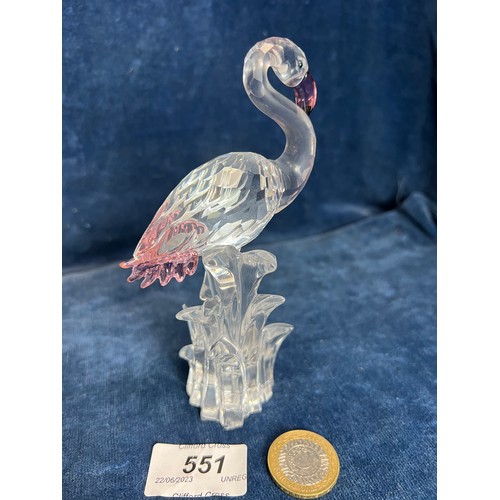 551 - A Swarovski Crystal coloured figure of a Flamingo.