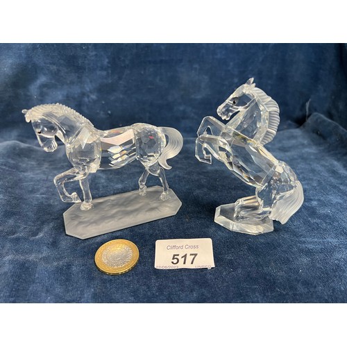 517 - Two Swarovski Crystal figures of Horses.