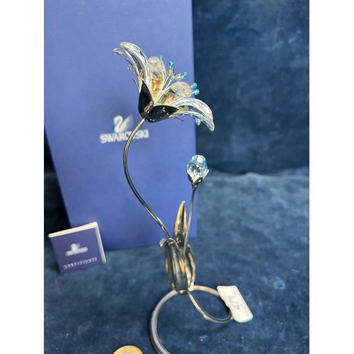 471 - A Swarovski Crystal floral display on chrome stand of 