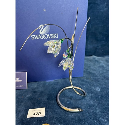 470 - A Swarovski Crystal floral display on chrome stand of 'Damarys' with original box.