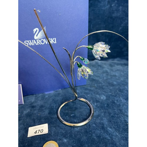 470 - A Swarovski Crystal floral display on chrome stand of 'Damarys' with original box.