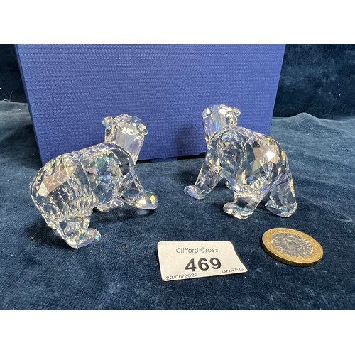 469 - Two Swarovski Crystal figures of Polar Bear Cubs with original box.