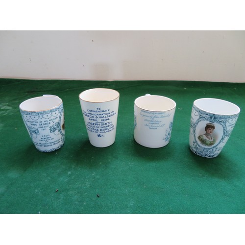 434 - Four commemorative beakers and cup comprising 2 for the Coronation of George V June 22nd 1911, for t... 