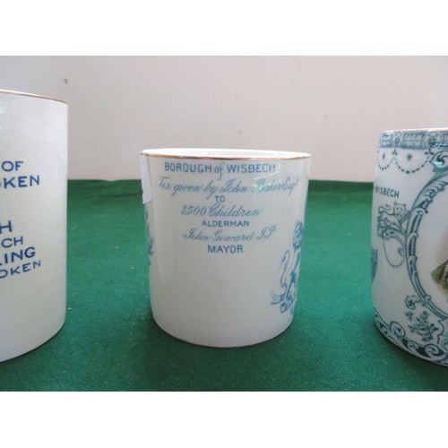 434 - Four commemorative beakers and cup comprising 2 for the Coronation of George V June 22nd 1911, for t... 