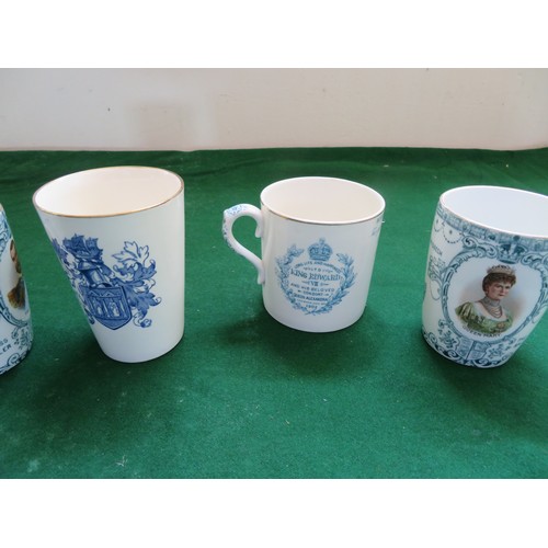 434 - Four commemorative beakers and cup comprising 2 for the Coronation of George V June 22nd 1911, for t... 