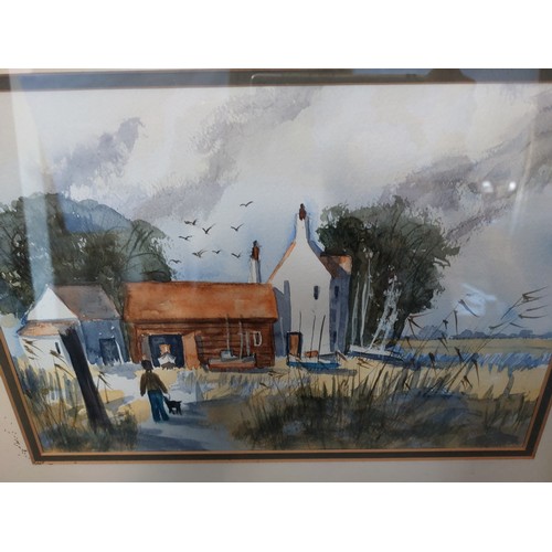 76 - A framed watercolour depicting 
