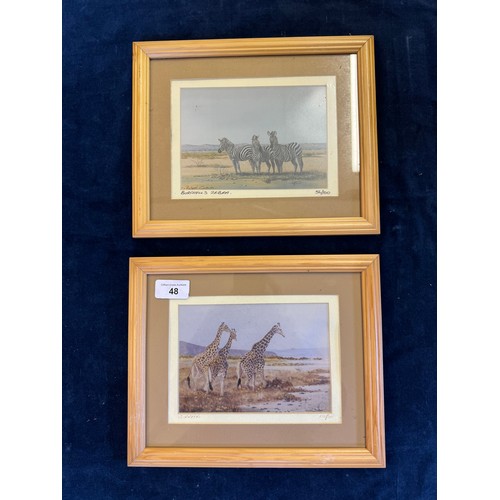 48 - Two framed limited edition pictures by Robert Curwen being 'Burchells Zebra' No 56 of 100, and 'Gira... 