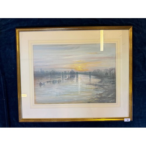 58 - An original gilt framed late 20th Century gouache 