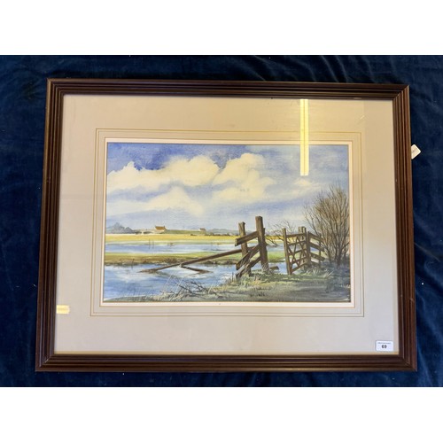 69 - A framed contemporary watercolour by Ian King depicting 