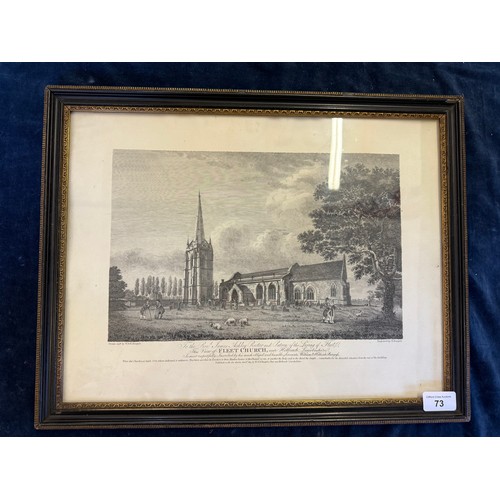 73 - A framed black and white engraving by H Burgess from a drawing by W and H Burgess circa 1798 depicti... 