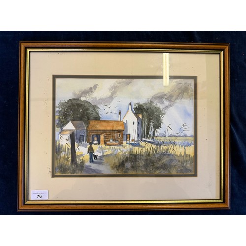 76 - A framed watercolour depicting 