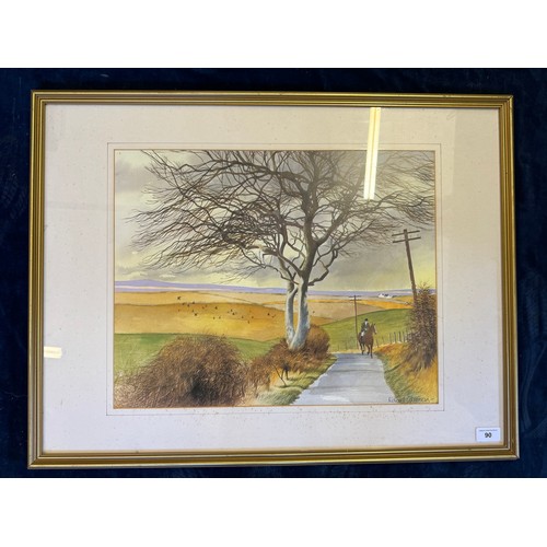 90 - A framed watercolour of 