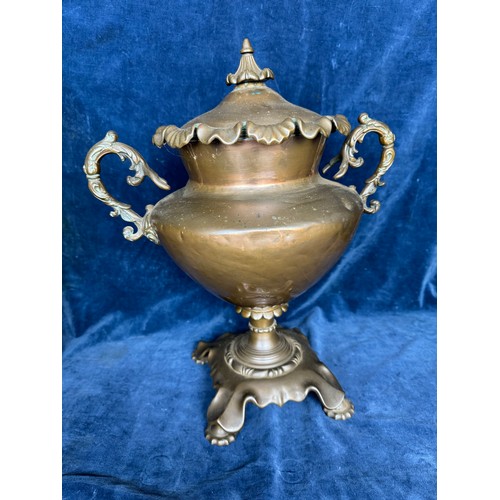 98 - A 2-handled copper Samovar with brass tap.