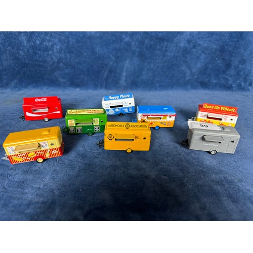 99 - Eight Oxford model mobile trailers being for Coca Cola, Buns on Wheels, Automobile Association, Happ... 