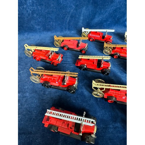 110 - A tray of 13 Lledo model fire engine vehicles