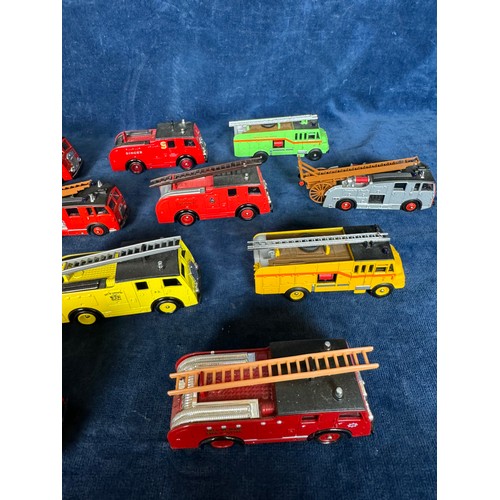 111 - A tray of 7 Lledo and 4 trackside model vintage fire engine vehicles.