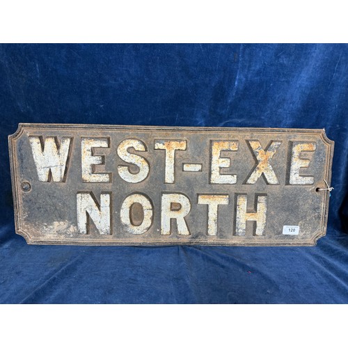 120 - A vintage cast iron sign 