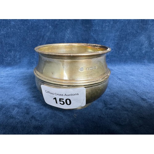 150 - A silver bowl of plain design, hallmarked Birmingham  (denting to sides)