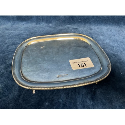 151 - A rectangular hallmarked silver calling card tray with 