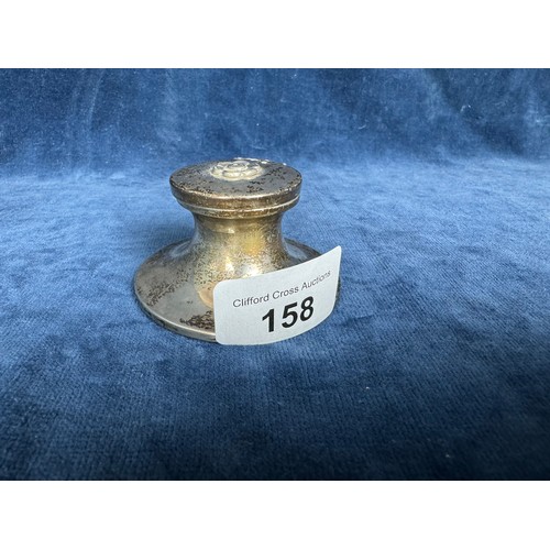 158 - A small silver inkwell with floral decoration, hallmarked Chester