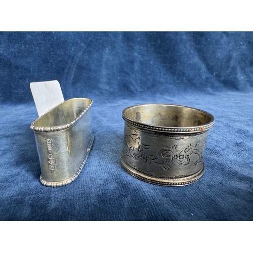 159 - An oval silver napkin ring, hallmarked Chester 1923 with makers mark Stokes and Ireland Ltd, and eng... 