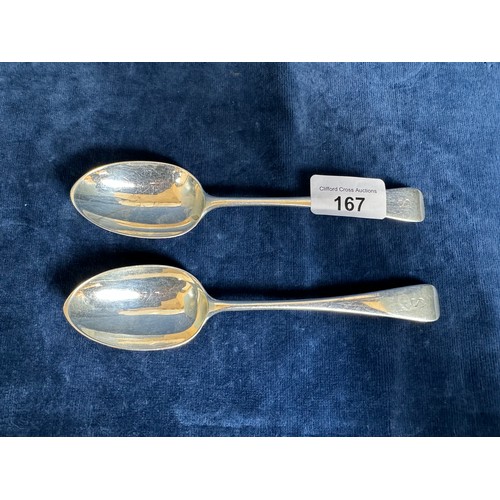 167 - A pair of silver spoons, hallmarked London 1901, makers mark TKB Brewis & Co (Thomas Kanzow Bowley) ... 