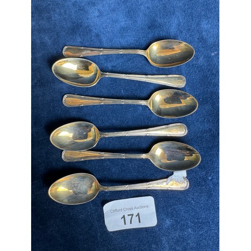 171 - A set of 6 silver teaspoons, hallmarked Sheffield.