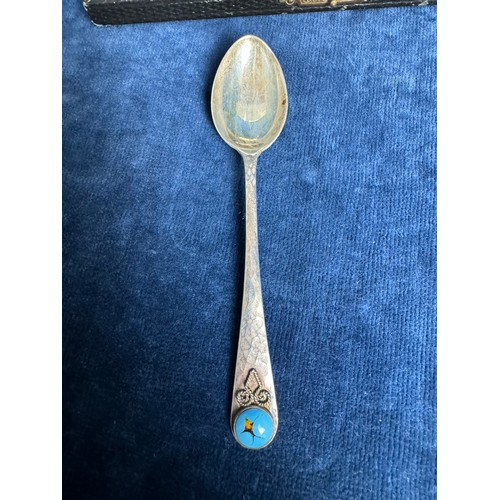 174 - A set of 6 silver Mocha spoons in presentation case, hallmarked Birmingham, designed by Bernard Inst... 