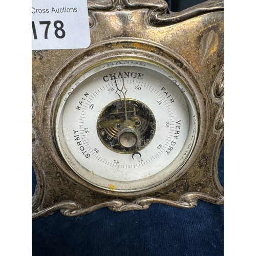 178 - A silver fronted barometer of plain design, hallmarked Birmingham
