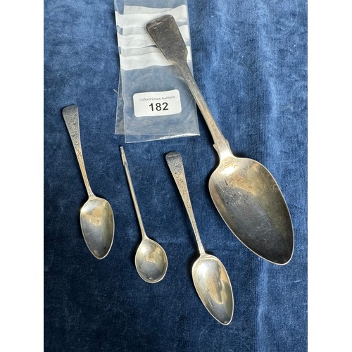 182 - 4 various hallmarked silver spoons, approx 3 troy oz