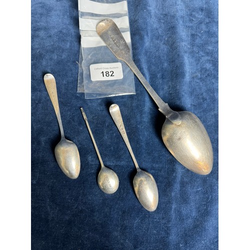 182 - 4 various hallmarked silver spoons, approx 3 troy oz