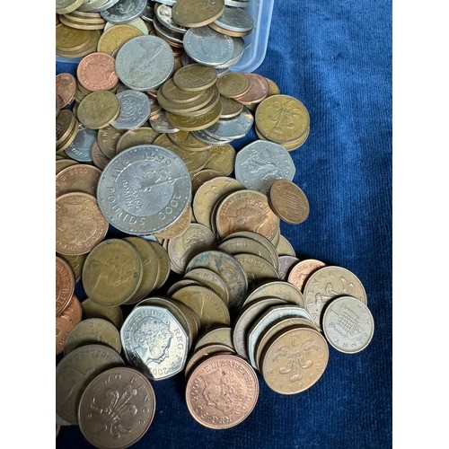 206 - A box containing a quantity of early decimal British coins.