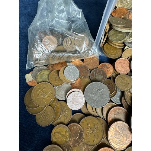 206 - A box containing a quantity of early decimal British coins.