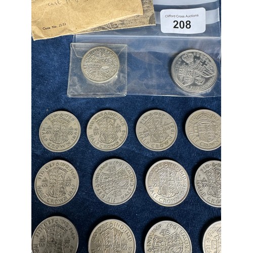 208 - A quantity of Cupro Half Crowns, etc.,