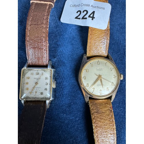 224 - Four Gentlemans watches with leather straps being Derrick, Waltham, Quartz and Audax.