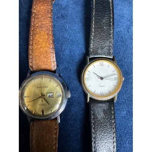 224 - Four Gentlemans watches with leather straps being Derrick, Waltham, Quartz and Audax.