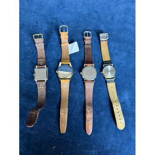 224 - Four Gentlemans watches with leather straps being Derrick, Waltham, Quartz and Audax.