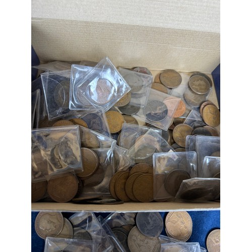 227 - A box containing a quantity of one penny coins